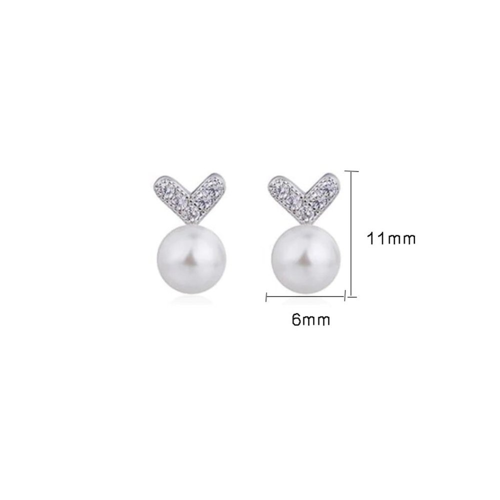 NEW 925 Sterling Silver Diamond Pearl Stud Earrings - Picture 12 of 13